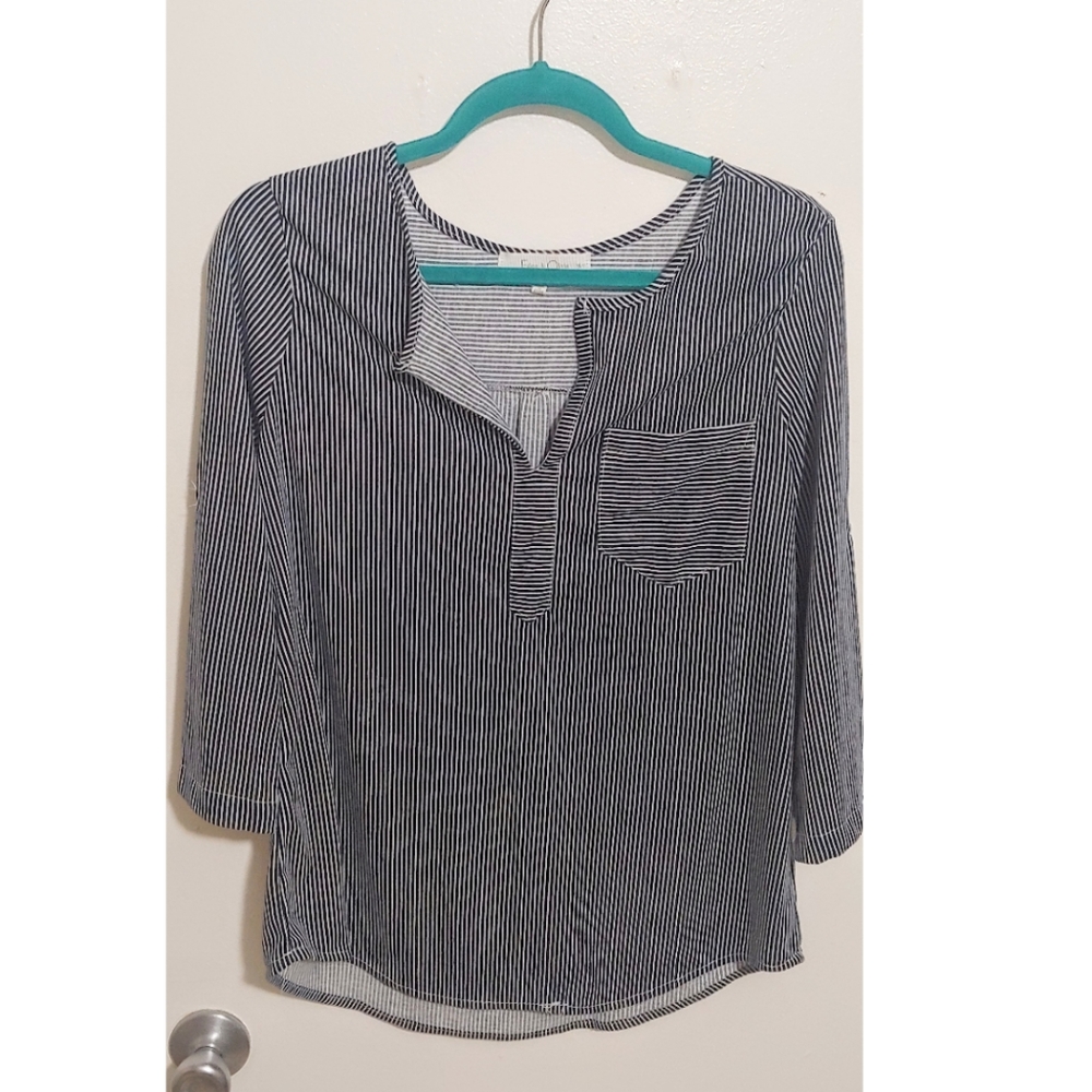 Navy Striped Blouse